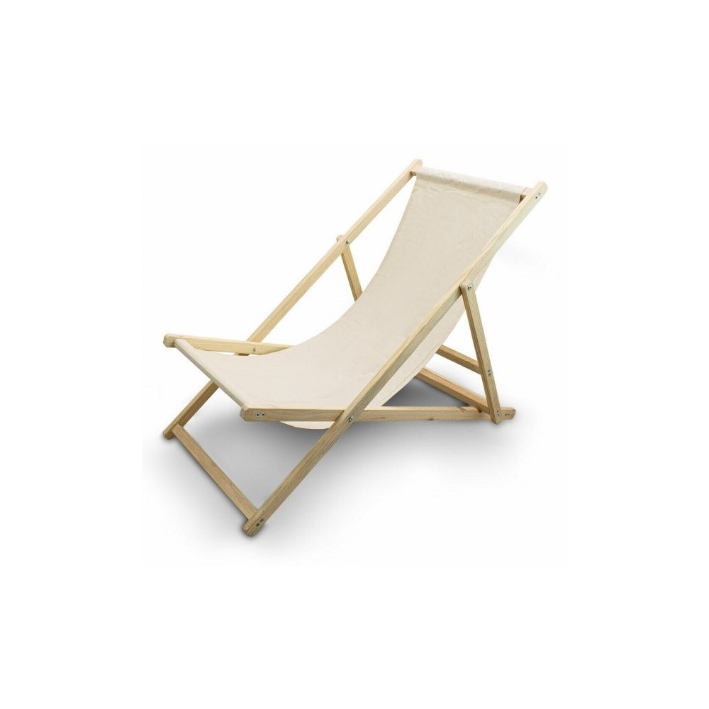 LEŻAK PLAŻOWY OGRODOWY DREWNIANY SKŁADANY REGULOWANY BEŻOWY