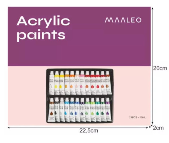 Farby akrylowe 24szt.- 12ml. Maaleo