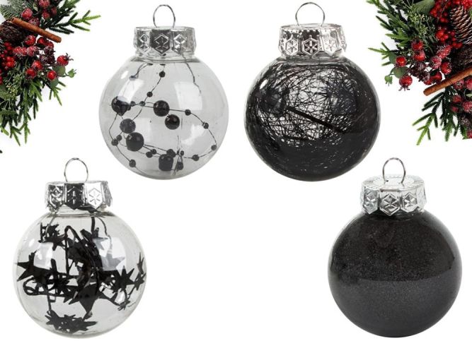 Bombki choinkowe na choinkę 6cm zestaw 24szt święta czarne świąteczne