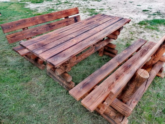 Zestaw mebli ogrodowych, drewniane meble do ogrodu na taras