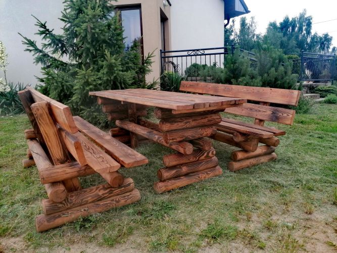 Zestaw mebli ogrodowych, drewniane meble do ogrodu na taras