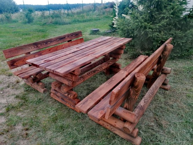 Zestaw mebli ogrodowych, drewniane meble do ogrodu na taras