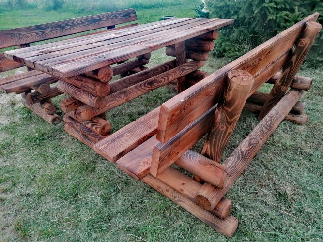 Zestaw mebli ogrodowych, drewniane meble do ogrodu na taras