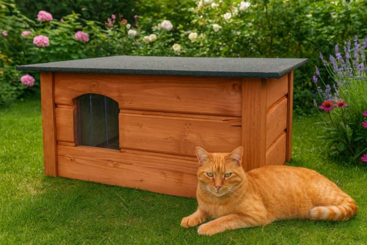 Ocieplana budka dla kota, buda domek dla kota