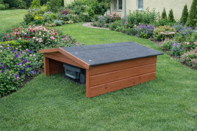 Garaż domek dla robota koszącego, garaż dla kosiarki