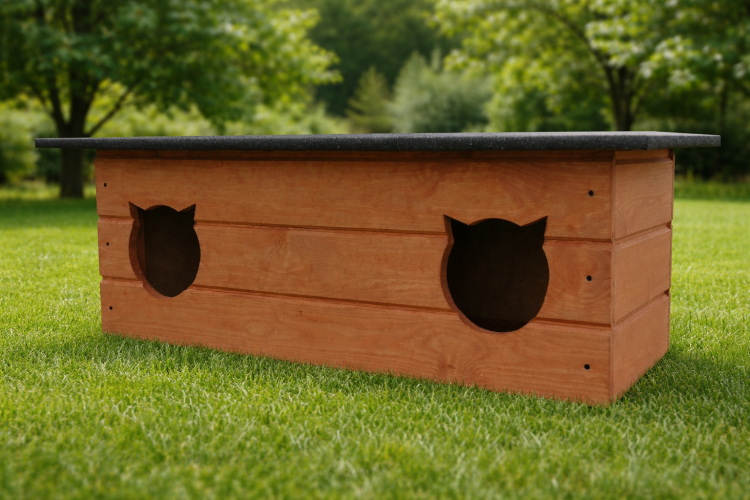 Podwójna buda, budka, domek dla kotów